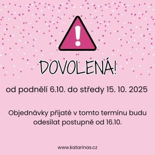 ✨ Dovolená volá! 🏝️☕ Od 6. do 15. října si dávám krátkou pauzu na dobití baterek 💕 Objednávky přijaté v tomto období začnu...